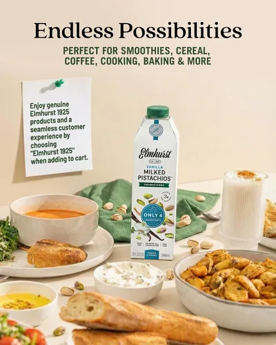 Vista 4 de Elmhurst 1925 Vanilla Pistachio Milk Unsweetened - 32 Fl Oz (Pack of 6)