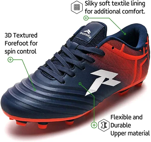 Vista 3 de RUNIC Tacos de fútbol para hombre zapatos de fútbol disponibles en césped interiores y suelas firmes