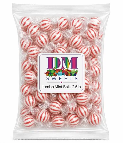Vista 2 de Bolas de menta jumbo de caramelo duro – Bolsa a granel de 2.5 libras (envueltas individualmente) – Sabor a menta de larga duración – Perfecto