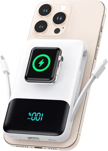 Vista 14 de Cargador portátil magnético para el iPhone, 10800mAh Power Bank Cables Negro