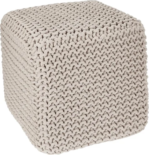Vista 18 de REDEARTH - Puf otomano con cubierta tejida en puntada de cable 100% Cotton, 19.5"x19.5"x14"; Doubles as Footstool, Foot Rest; Great for Living