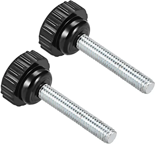 Vista 10 de Perillas de sujeción moleteadas, rosca macho M4 x 0.591 in, cabeza de 0.630 in, perno de agarre de tornillo de pulgar de plástico termoestable