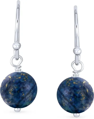 Vista 2 de Simple Basic - Aretes colgantes redondos de bola de 0.315in para mujeres, adolescentes, con alambre de gancho de pez francés, de plata de ley 925