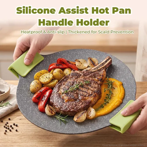Vista 2 de Soportes de silicona para mango de olla, fundas para mango de sartén caliente, funda de hierro fundido resistente al calor, agarre antideslizante 2