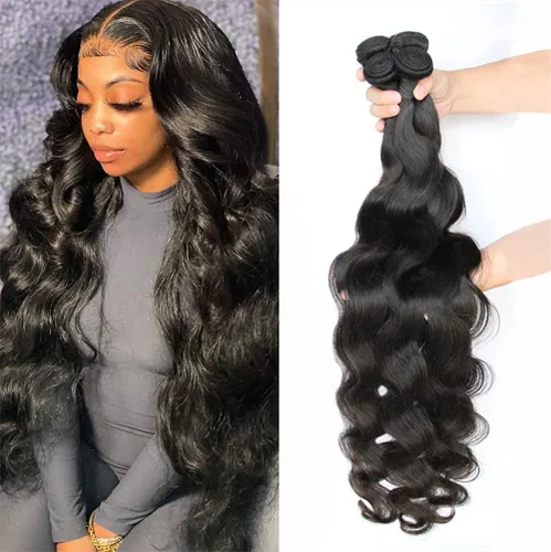Vista 27 de Paquetes de Ondas Corporales con Cierre para Mujeres Negras (10 12 14+10) 100% Cabello Humano Brasileño de Ondas Corporales Sin Procesar 3 Paquetes