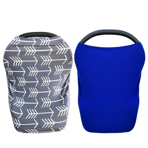 Vista 6 de Funda de lactancia para bebés, funda de asiento de coche versátil para recién nacido, gris con flecha blanca