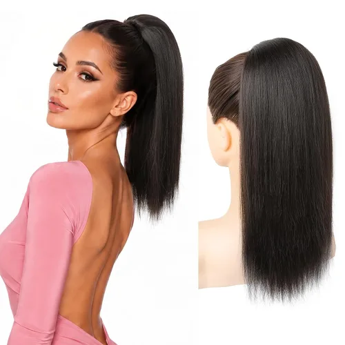 Vista 47 de SEIKEA Extensiones de cola de caballo con cordón, larga y recta, cola de caballo falsa, natural, suave, extensiones de cabello sintético resistente