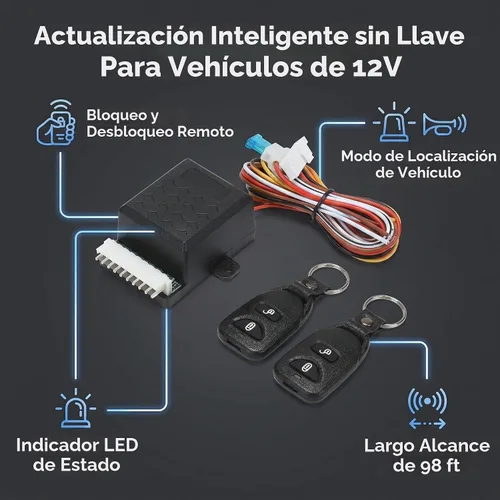 Vista 4 de Shkalacar Kit central remoto universal para automóvil de 12 V, sistema de entrada sin llave para vehículo con bloqueo de puerta, sistema de bloqueo