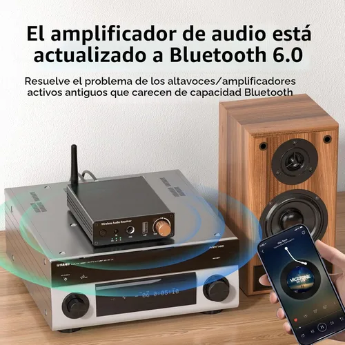 Vista 6 de Receptor Bluetooth 6.0, adaptador de audio Bluetooth con cable RCA AUX de 0.138 in, audio inalámbrico para recibir estéreo antiguo/altavoces Negro