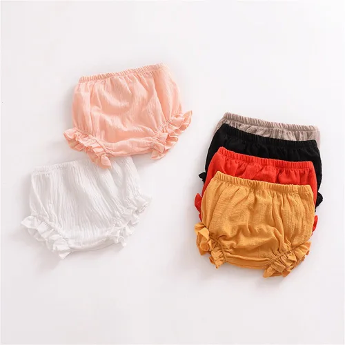 Vista 3 de LOOLY Baby Bloomers - Pantalones cortos unisex de mezcla de lino y algodón A-Negro