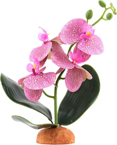 Vista 9 de Orquídeas falsas radiantes, decoración de tanque floral de terrario de reptiles estéticos