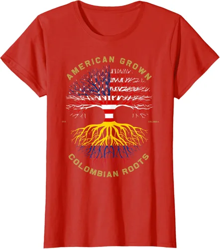 Vista 97 de Camiseta de regalo con la bandera de Estados Unidos con árbol de raíces colombianas