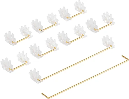 Vista 3 de DUROCK - Estabilizador de montaje de placa transparente transparente con cables chapados en oro compatible con estabilizadores de placa Cherry MX