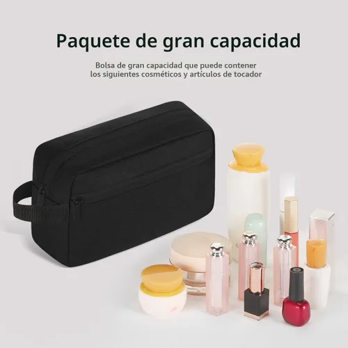 Vista 3 de Icramsy Neceser de viaje para mujeres y hombres, bolsa de cosméticos colgante, accesorios de viaje para mujeres y hombres, Negro, Moderno
