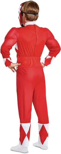 Vista 6 de Disfraz de Red Ranger muscular, disfraz oficial de Power Rangers con máscara