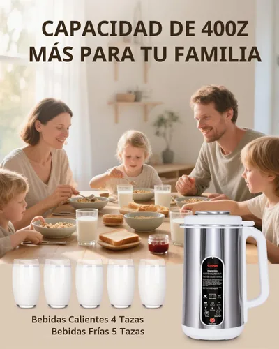 Vista 2 de Máquina para hacer leche de nueces de 40oz de acero inoxidable, máquina para hacer leche de soja, bebidas caseras de almendra, avena, jugo, coco, a