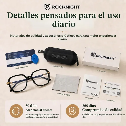 Vista 7 de ROCKNIGHT Stylish Blue Light Glasses Computer Glasses for Women & Men Marco negro