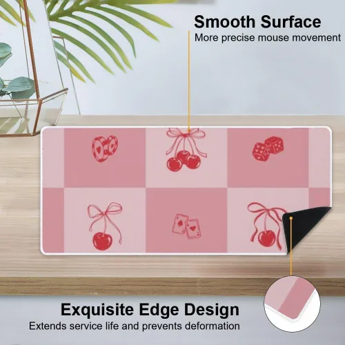 Vista 4 de Retro Cute Cherry Mouse Pad Large Gaming Desk Pad with Non-Slip Rubber Base Smooth Face Mouse for Gaming Mousepads for Desk Job Essentials School