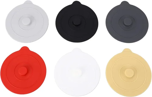 Vista 2 de Silicone Lids, Silicone Cup Covers Round Universal Cup Cover 6Pcs Silicone Cup Lid Wine Glass Covers 9.5cm Red Yellow Black White Dark Grey Light