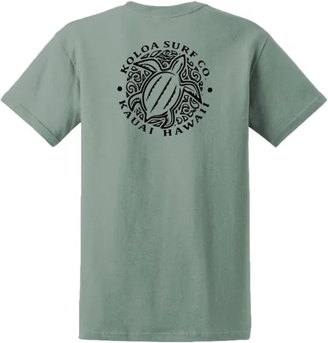 Vista 33 de Koloa Surf - Camisetas de algodón pesado para hombre, tallas grandes y altas Azul acuático/negro buscando diseño de ondas