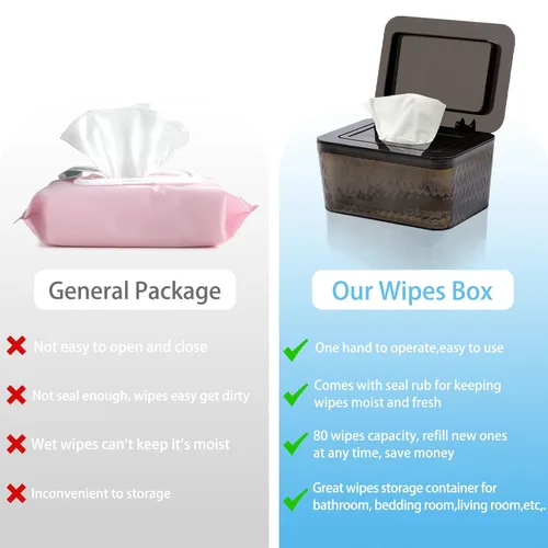 Vista 3 de Dispensador de toallitas húmedas para bebés, contenedor de toallitas húmedas de gran capacidad, diseño a prueba de polvo, mantiene las toallitas