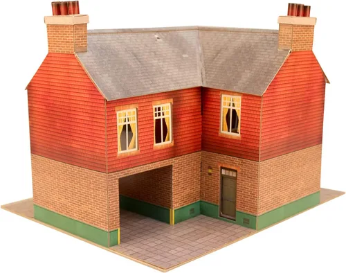 Vista 3 de O Gauge 0.276 in Escala 1:48 Modelo Ferrocarril Edificio Cartón Esquina INN Kit CityBuilder