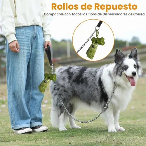 Vista 9 de PETTOM Correa de cadena de metal para perros, cuerda de acero resistente a prueba de mordidas con mango acolchado para perros medianos y grandes