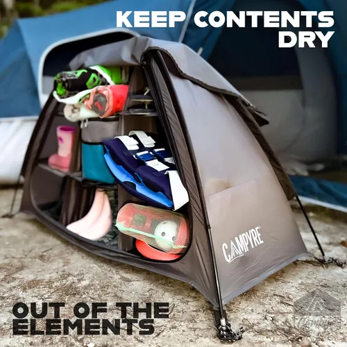 Vista 2 de Organizador de camping para tienda de campaña y RV con solapa con cremallera, almacenamiento de 9 estantes. Organizador de zapatos para RV