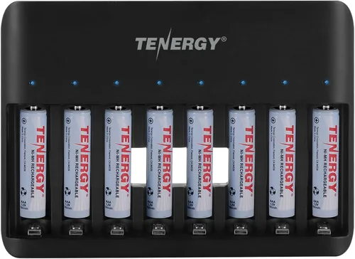 Vista 10 de Tenergy TN477U - Cargador rápido de 8 bahías para baterías recargables NiMH/NiCD AA AAA con 4 unids 2500 mAh AA y 4 pilas recargables AAA de 1000 mAh