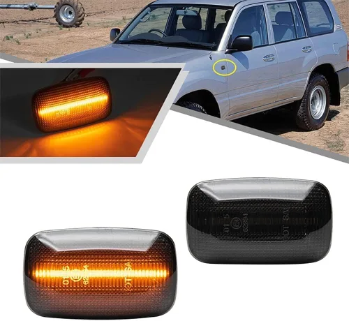 Vista 5 de Luz LED para guardabarros lateral compatible con Toyota LCruiser serie 100/70/80 compatible con Lexus LX470 LCruiser Prado 90 Series FJ Cruiser