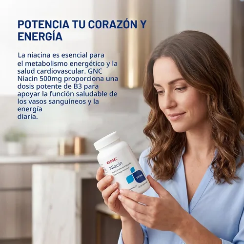 Vista 7 de GNC - Suplemento de niacina de 500 mg, apoya la salud de los vasos sanguíneos, 100 tabletas
