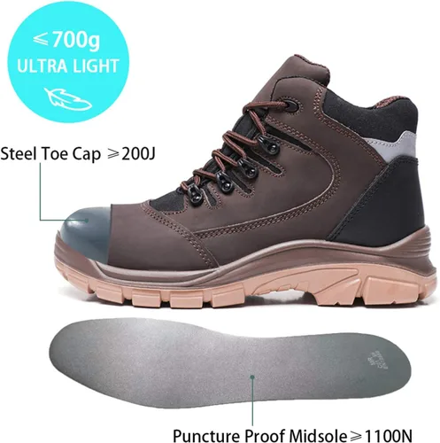Vista 3 de DRKA Botas de trabajo con punta de acero para hombre resistentes al agua