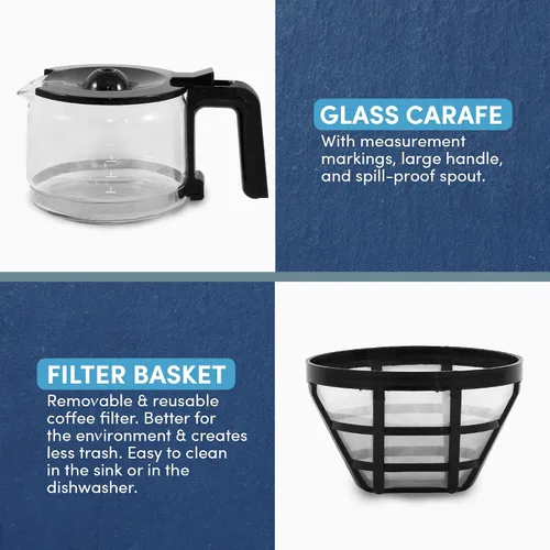 Vista 9 de Elite Gourmet EHC9420 Cafetera automática de 5 tazas para preparar café por goteo con filtro reutilizable, pausa y sirve, interruptor de Acero