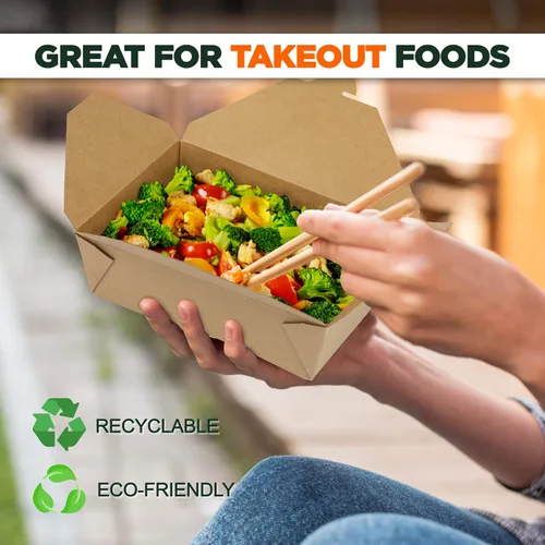 Vista 5 de Fit Meal Prep Paquete de 36 recipientes desechables de 76 onzas para llevar para microondas, cajas de papel kraft para llevar, contenedores