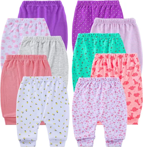 Vista 2 de Pantalones de bebé suaves y cómodos 100% algodón para bebés niños y niñas con amplio espacio para pañales de 0 a 12 meses