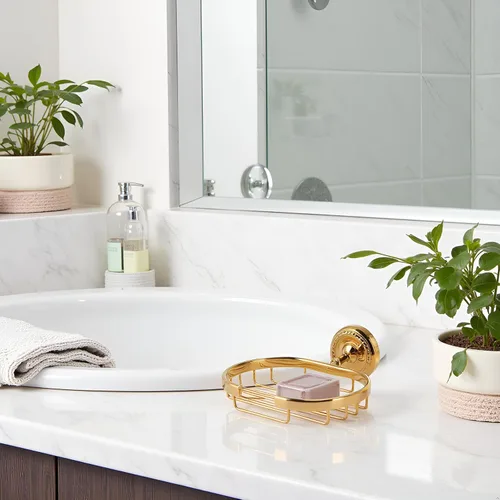 Vista 9 de Garosa Jabonera de baño para ducha, barra de metal, soporte para jabón, soporte para esponja, cesta antigua para baño, cocina, instalación