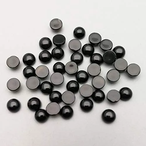 Vista 2 de Calvas Venta al por mayor de la manera natural de ónix negro granos de piedra encantos 0.236 in Cabujón redondo para joyería 50pcs sin agujero