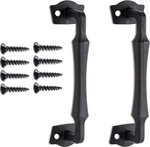 Vista 15 de Tirador Clásico de Puerta – Tirador de Acero Resistente para Portones, Puertas de Granero, Cercas Exteriores, Negro, 7 Pulgadas