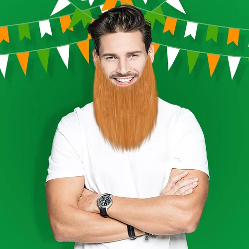 Vista 6 de 4PCS Fake Beards Halloween Wizard Gnome Beard Cosplay Costume Marrón