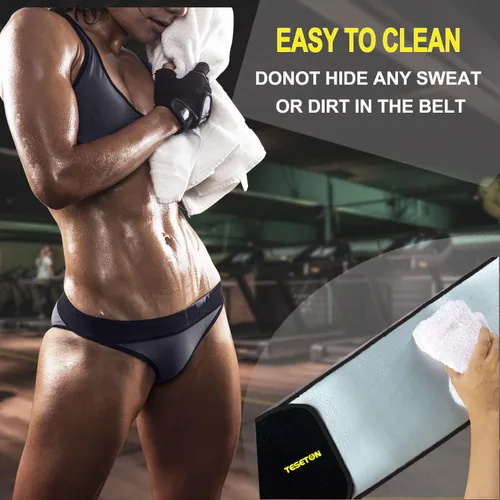 Vista 3 de TESETON Entrenador de Cintura para Mujer y Hombre - Banda de Sudor para Mujeres, Recortador de Cintura para la Grasa del Vientre Inferior, Fácil