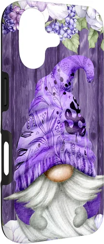 Vista 3 de Cute Purple Aesthetic Anemones Flower Pattern Lavender Gnome Case for iPhone 17