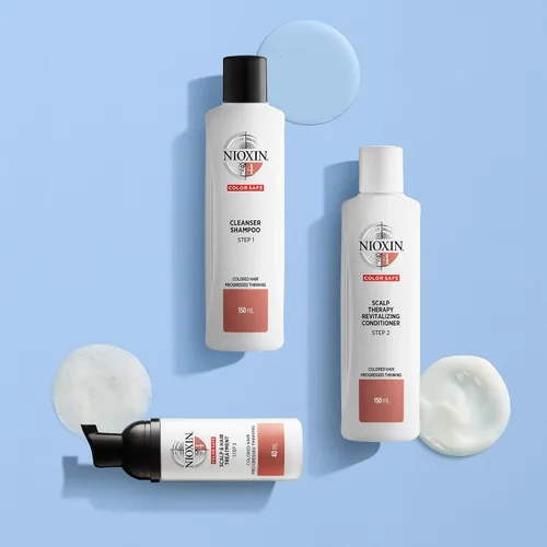 Vista 4 de Nioxin Kit de 4 sistemas de engrosamiento del cuero cabelludo + cabello Para cabello teñido, seco y dañado con adelgazamiento progresado