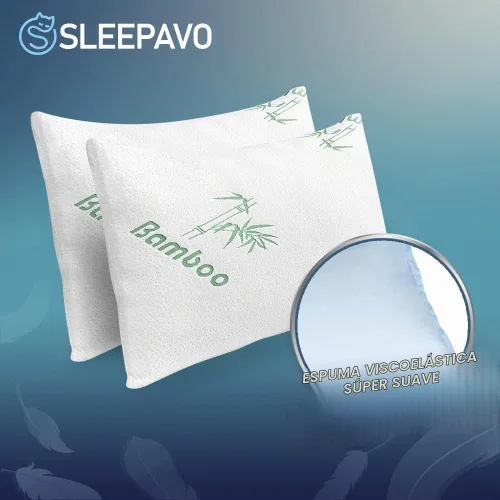 Vista 4 de Juego de 4 almohadas de espuma viscoelástica tamaño Queen - Almohadas refrescantes para dormir - Para espalda, estómago, almohada firme para dormir