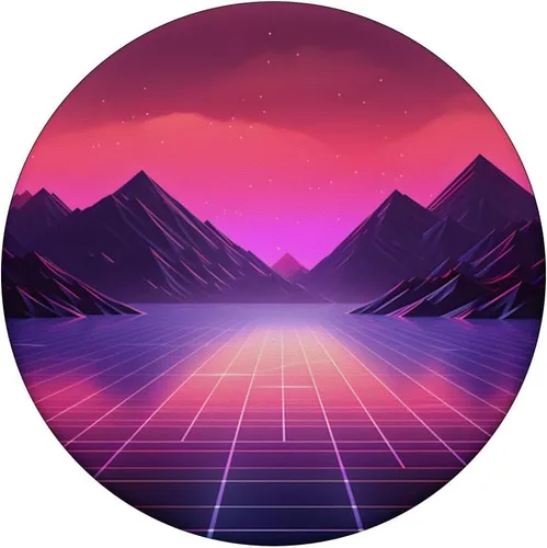 Vista 3 de Retrowave Mountains 80s Vaporwave Synthwave PopSockets Standard PopGrip