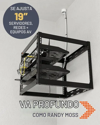 Vista 6 de ECHOGEAR Bastidor de red de 10U - Diseño de 4 postes resistente para montaje en pared, con estructura abierta que incluye 2 estantes ventilados