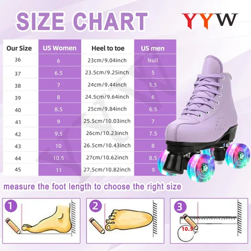 Vista 6 de YYW Patines clásicos de doble fila para mujeres y niñas, patines de ruedas de piel sintética de alta calidad, para interiores y exteriores