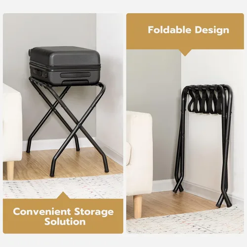 Vista 5 de HOOBRO Portaequipajes, soporte plegable de metal para maleta para habitación de invitados, soporta hasta 100 libras, 27 x 15.3 x 22 pulgadas, marco