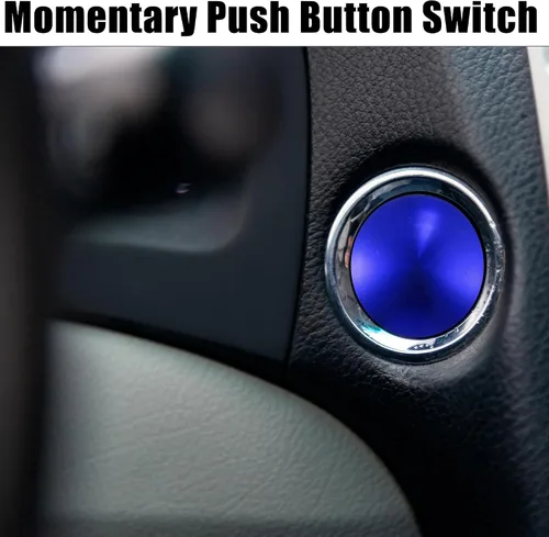Vista 2 de Impermeable IP65 Momentaria Cabeza de Seta Interruptor de Botón para Coche Metal 0.748 in 3A 250V Botón Interruptor Azul (Juego de 2)