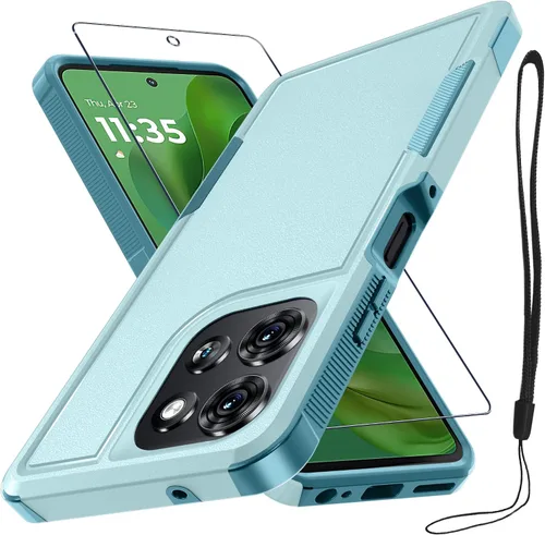 Vista 60 de Funda compatible con Moto G 5G 2024, cuerpo completo, resistente, resistente, a prueba de golpes, con correa de cordón, protector de pantalla
