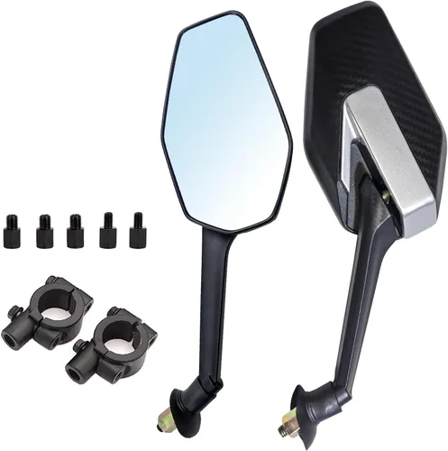 Vista 10 de Mamiko Espejos de Motocicleta Universales de 8MM para Manillares de 7/8" Compatible con ATV Moto de Nieve Scooter Ciclomotor Dirt Bike Sportsman